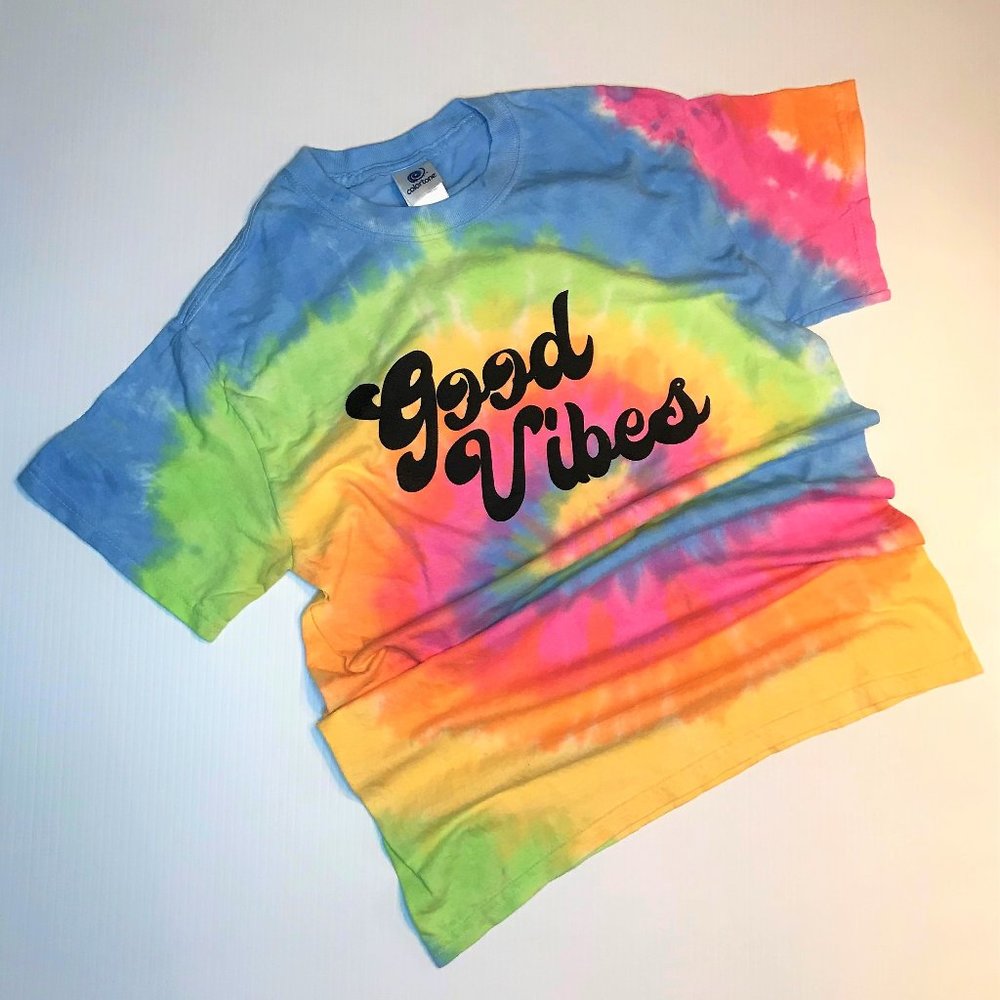 GOOD VIBES Tie Dye Tee - Size Small - Picture 1 of 2
